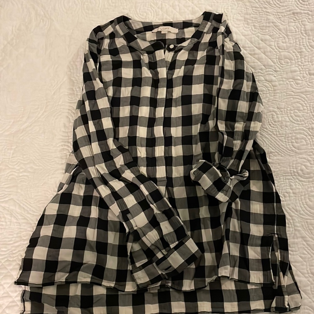 Black & White Buffalo Check top - Loft - Large